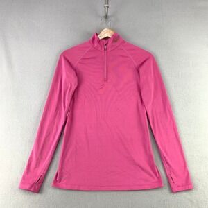 Nike Pro Combat Dri-Fit Quarter Zip Pullover Women S Pink Athletic Thumbholes